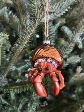 Hermit Crab Glass Ornament- Christmas Ornament- Nautical Decor- Coastal- Ocean