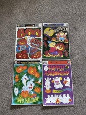 90  s Halloween Window Clings Assorted Sheets/Holographic, Ghosts Pumpkins Vtg