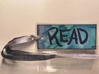 Bookmark Original Painting Read Blue Teal Tassel Mini Art By Crystal Valentine — photo 2