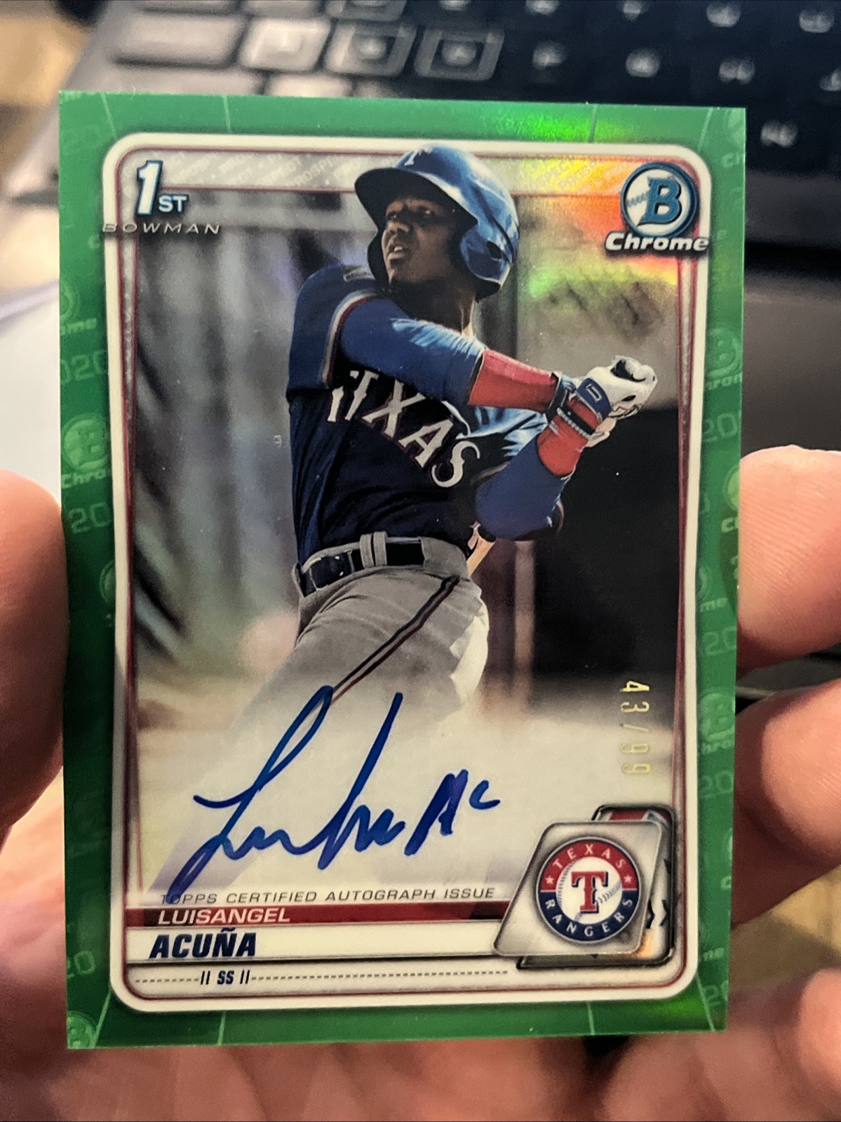 2020 Bowman Chrome Luisangel Acuna Auto Green Refractor 1st Prospect #/99 💯🔥