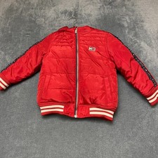 Tommy Hilfiger Puffer Jacket Toddlers 4T Red Fleece Lined Hooded Winter Full Zip