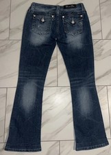 Miss Me Signature Slim Boot Jeans Size 26 Distressed Embellished Flap Pockets