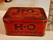 Vintage H-O Cut Plug Tobacco Tin 4x6 Box R. A. Patterson Co.