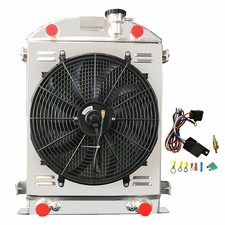 4 Row Aluminum Radiator Ford Flathead V8 Stock Height 1932 32 Shroud Fan