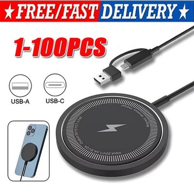 15W Magnetic Fast Wireless Charger Pad For SamsungS24 Ultra iPhone 16 14 Pro LOT