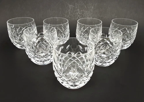 SET 7 WATERFORD Crystal POWERSCOURT Irish Cut Glass 3.5" Old Fashioned Tumblers