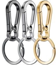 3 Pack Metal Keychains with Carabiner Clip, Key Ring Holder Organizer | Key