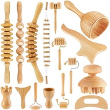16-in-1 Wood Therapy Massage Tools Set Maderoterapia Kit Therapy Tools for Bo...