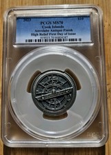 2023 Cook Is. 2 oz. Silver .999 Historic Instruments Astrolabe HR Coin PCGS MS70 104.95 per troy oz