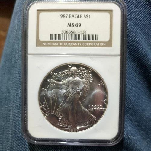1987 American Silver Eagle Dollar MS69 NGC Mint State 69
