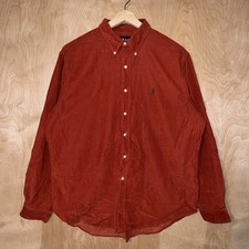 MENS RALPH LAUREN SOFT CORDUROY BUTTON DOWN LOGO DESIGNER SHIRT COPPER ORANGE XL