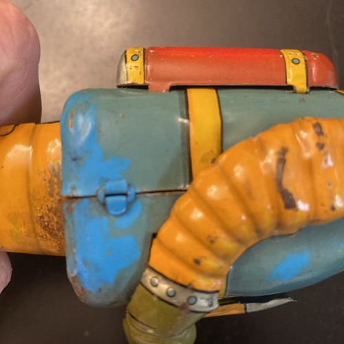 Haji Japan Lithographie Blech Space Man Wind Up 1950er Spielzeug Roboter Actionfigur funktioniert - Bild 3 von 7
