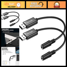 USB to 3.5mm Aux Audio Adapter Cable 2 Pack for PC PS4 PS5 with Mic