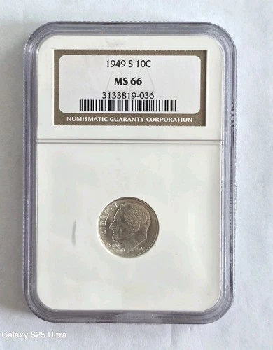 C107. 1949 S Roosevelt Dime NGC MS66  Silver Coin 10C#3133819-036