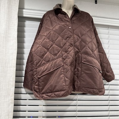Pull & Bear Puffer  Jacket Womens Size Medium Oversized Fit Brown