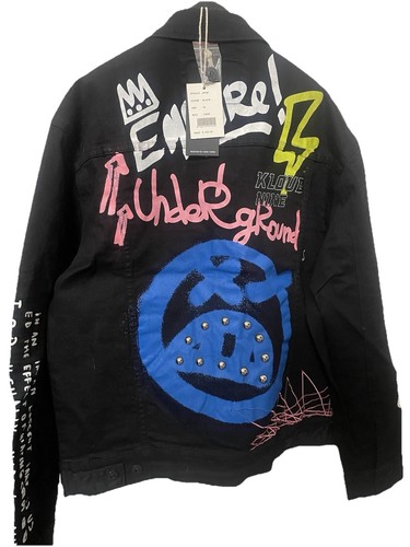 Chaqueta vaquera de graffiti Kloud9 "Empire" para hombre - negra - Imagen 3 de 3