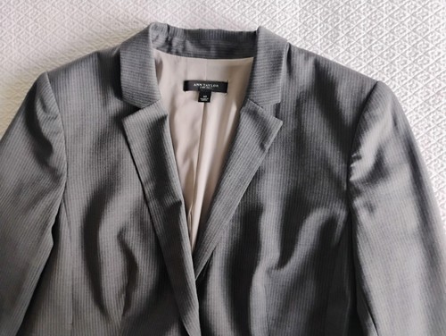 Ann Taylor lined gray pinstripe suit sz 10. Two-button jacket, flat-front pants. - Picture 6 of 24