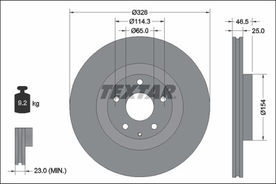TEXTAR 92337603 Bremsscheibe für MAZDA,MAZDA (CHANGAN)