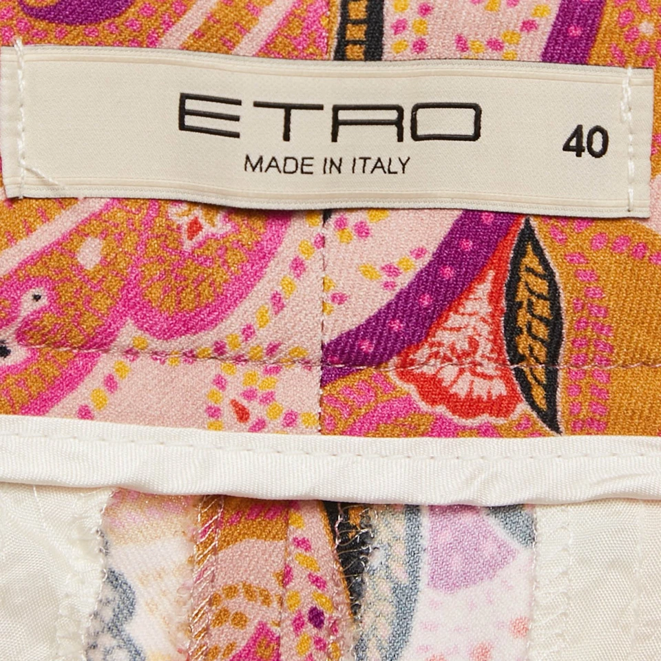 Etro Orange/Purple Paisley Print Crepe Skinny Pants S - Image 4 of 4