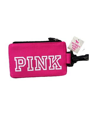 Victorias Secret PINK Lanyard KeyChain ID Badge Card Holder Wallet Hot Pink