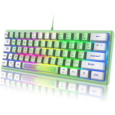 ZIYOULANG K61 60% Wired Membrane Gaming Keyboard RGB Mechanical Feel Ergonomic