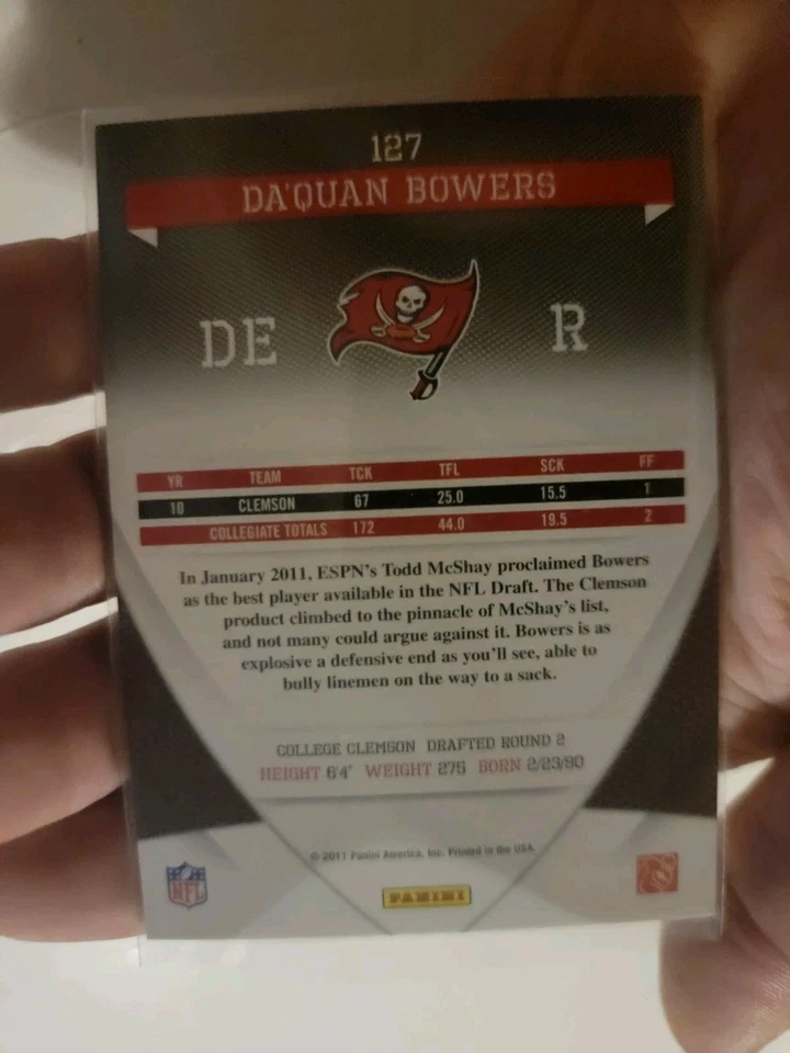 Donruss Elite Football Da'quan Bowers Tampa Bay Buccaneers Insert #/999 - Image 2 of 2