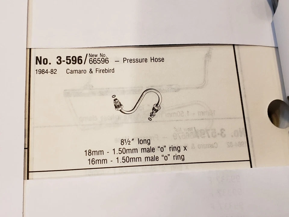 Fits 1984-82 Camaro & Firebird V6 Power Steering Pressure Line Hose Assembly NOS - Image 2 of 2