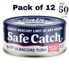 Safe Catch Canned Lowest Mercury Limit Albacore Tuna Fish No Salt Added, Wild...
