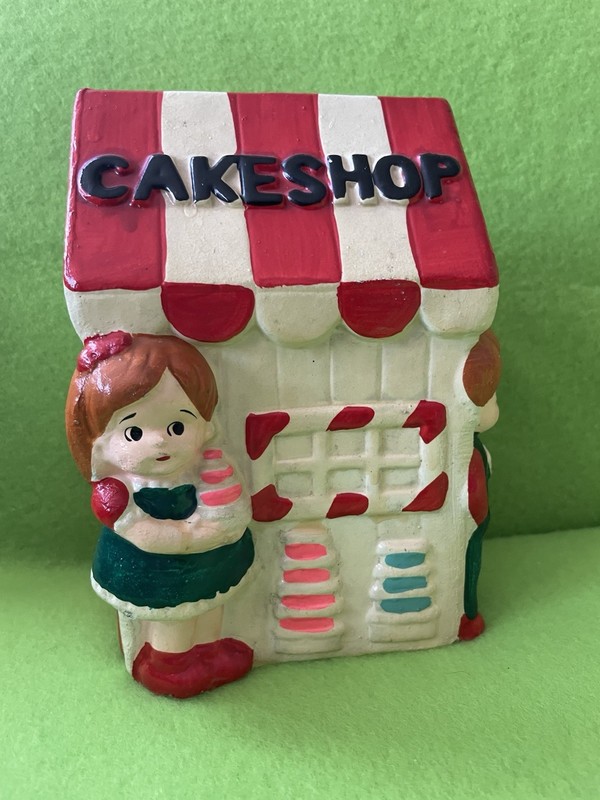 Vintage Ceramic Cake Shop Girl & Boy Piggy Bank Made in Japan