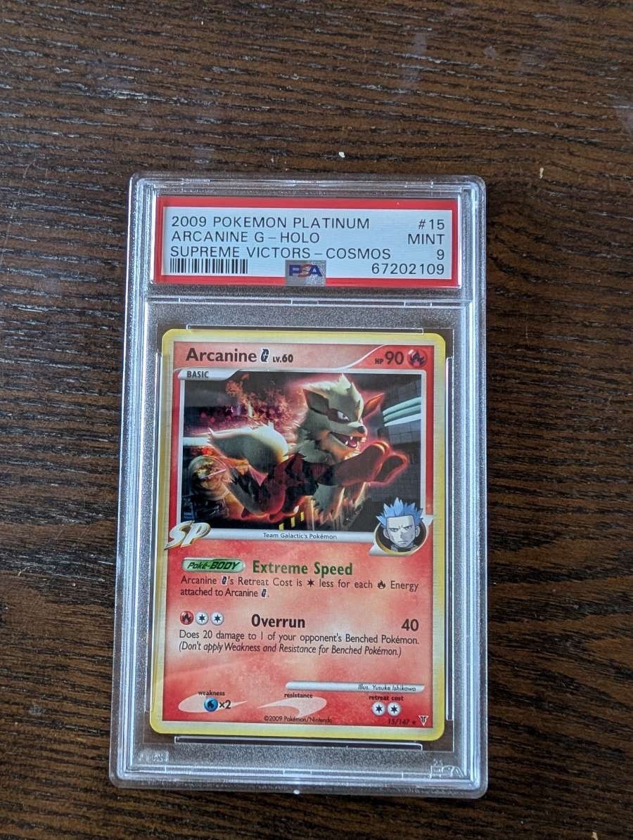 2009 Pokemon Platinum - Supreme Victors Arcanine G cosmos Holo #15 PSA 9 NM