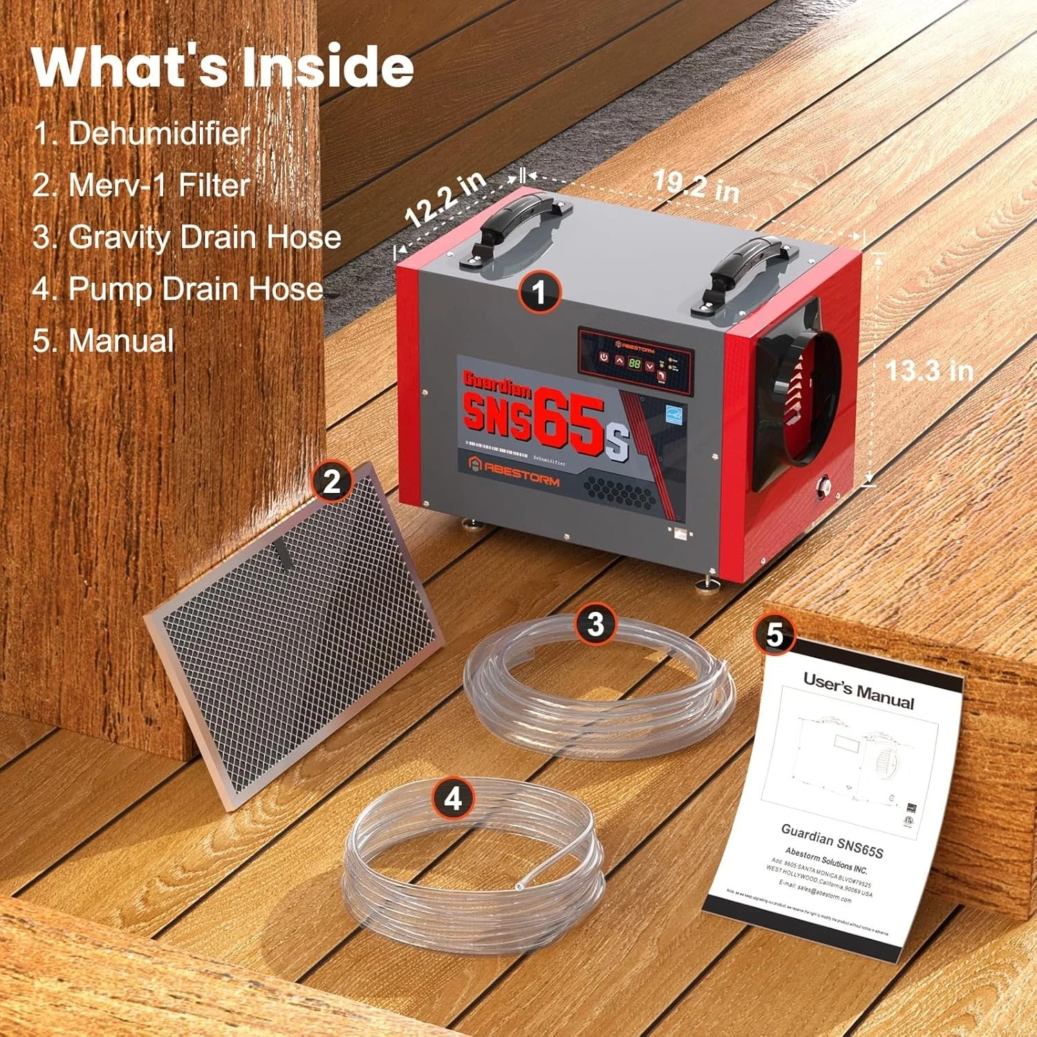 Abestorm 120 PPD Crawl Space Dehumidifier Commercial Basement Garage 1,300 sq