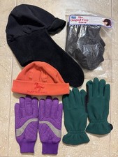 2 EQUESTRIAN HELMET COZY COVERS-MOUNTAIN HORSE HAT-2 PAIRS WINTER RIDING GLOVES
