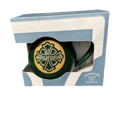 Deneen Pottery Mug Green Celtic Style Hand Made Sin Compromiso Coffee Cup New