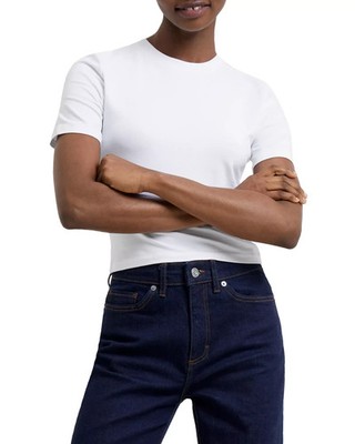 FRENCH CONNECTION Rallie Crewneck Tee Women's S White Short Sleeve Pullover