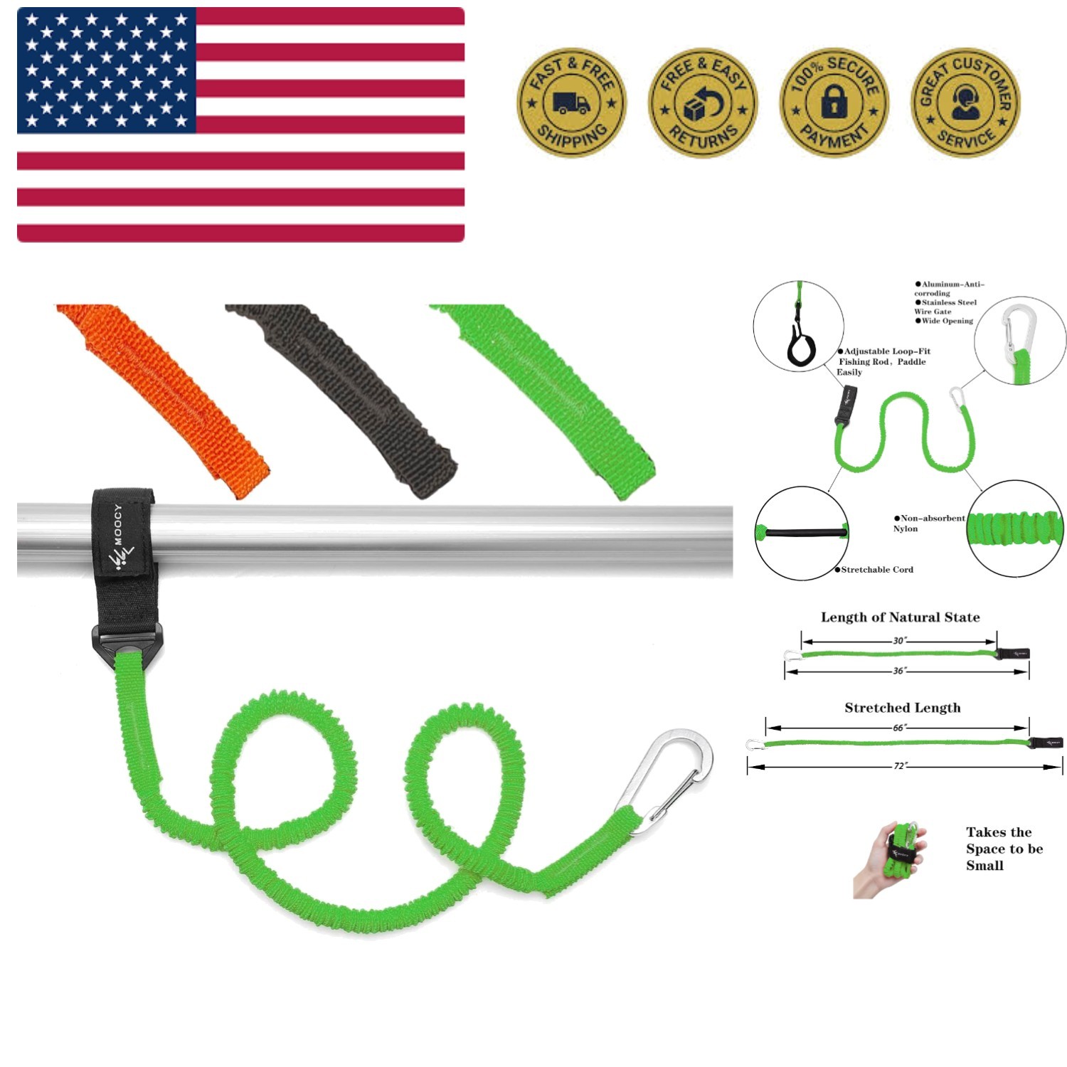 Paddle Leash Kayak Rod Leash Kayak Paddle Lanyard Stretchable Coiled La...