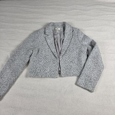 Entro Cropped Blazer Black  White Tweed Jacket Size L