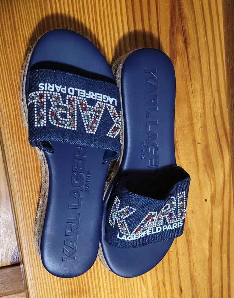 Sandalias de cuña Karl Lagerfeld Demin alpargata, talla 6,5 Foto 2 de 4