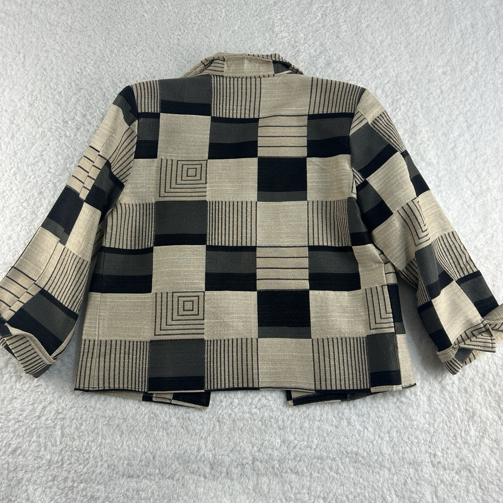 Blazer donna vintage dipinto pony XS giacca geometrica spalline made in USA