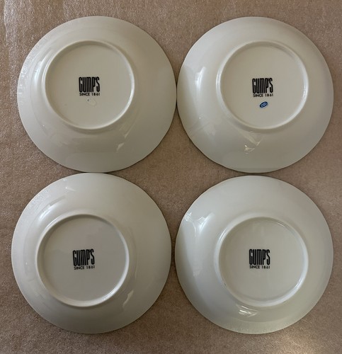 Gumps San Francisco Coupe Soup Bowls Set of 4 Flowers Scalloped rim. - Picture 3 of 12