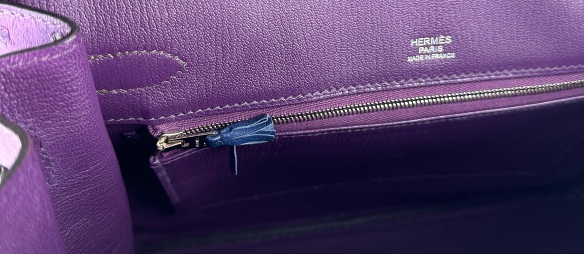 Hermes Birkin 30 Limited Ostrich Ghillies Violet, Blue de Hermes Birkin 30 Limited Ostrich Ghillies Violet, Blue de