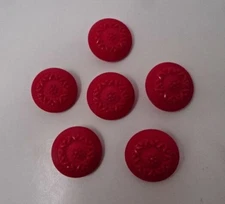 Vintage Hot Pink Round Rococo Ornate Shank Button 3D 29mm - ONE BUTTON