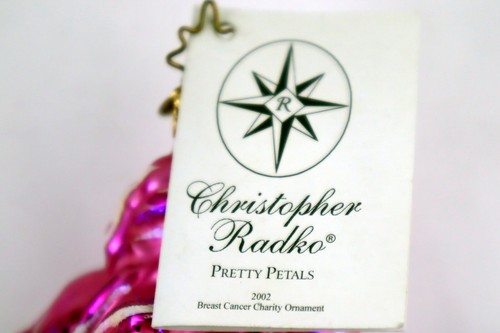 Christopher Radko PRETTY PETALS 2002 Pink Breast Cancer Christmas Ornament w/Tag - Picture 8 of 9