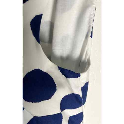 Talbots Women's White Navy Polka Dot Cotton Lined Button Up Front Shirt Dress - Picture 4 of 9