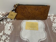 Patricia Nash Leather St Croce Vintage Map Wristlet Clutch Wallet NWT Riot Rust