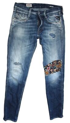 Replay Blue Mens Jeans Rather 32/32 Anbass M914 Slim Skinny Approx W32 L32