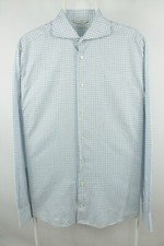 Suitsupply Albini Egyptian Cotton Slim Fit Plaid Dress Shirt Men's 42/52 16.5