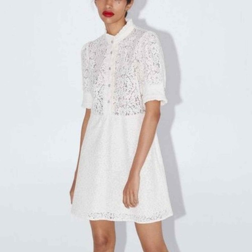 Zara White Lace Dress Rhinestone 