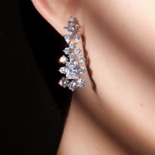 Silver platinum made with SWAROVSKI crystal vintage drop dangle stud earrings