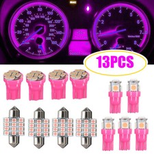 13x Car Interior Led Light Bulbs Pink Package Kit For Dome License Plate Lamps