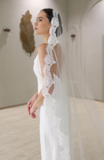 Wedding Veil. Cathedral length, trimmed in lace